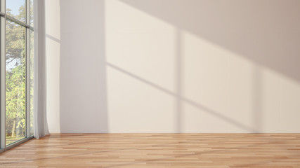 Large luxury modern minimal bright interiors room mockup illustration 3D rendering