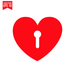 key heart love icon symbol Flat vector illustration for graphic and web design.