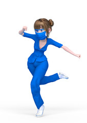 nurse cartoon is running in white background