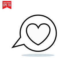 bubble talk for heart love icon symbol Flat vector illustration for graphic and web design.