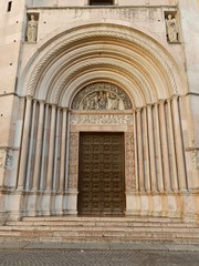 Fototapeta na wymiar Parma, Italy, Baptistery Doorway