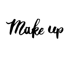 Handwritten vector word "Make up". Overlay text for blog, logo, poster, banner, invitation, blog, billboard, article.