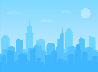 Fototapeta na wymiar Vector illustration Modern City Skyline building, blue