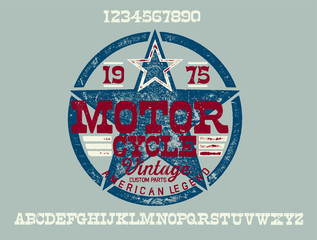 Motorcycle club community logo design.Decorative  font. Letters, Numbers and Symbols. Vector Illustration.