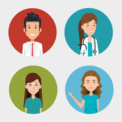group of paramedics and doctors vector illustration design