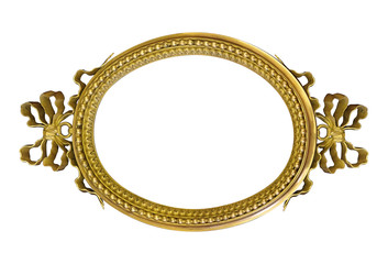 Golden frame for paintings, mirrors or photo isolated on white background