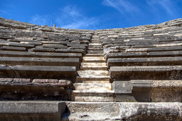 Theater of the ancient city of Side in Turkey in Antalya.