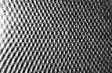 Distress grunge vector texture of fabric, bag, sack, sac, sackcloth, bagging, sacking. Black and white background.