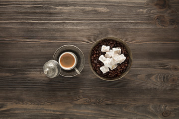 Traditional Turkish Coffee table top view