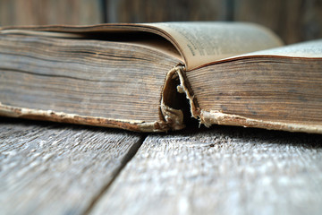 Spine of the ancient retro book close-up