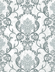 Damask pattern vector element. Classic luxury old-fashioned ornament grunge background. Royal victorian texture for wallpaper, textile, fabric, wrapping. Exquisite floral baroque patterns.