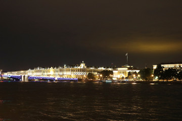 Fototapeta na wymiar Hermitage over the Neva at night