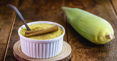 corn dessert, Brazilian corn porridge candy, called curacao, Jimblê or canjica in Brazil.