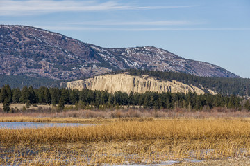 big valley near columbia lake with rocky mountains east kootenay Canada.