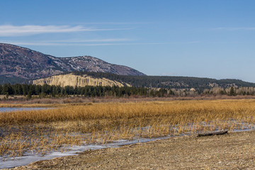 big valley near columbia lake with rocky mountains east kootenay Canada.