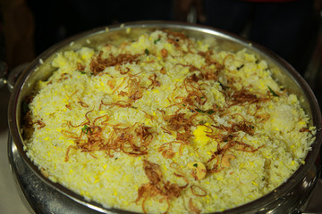 chicken biriyani- chicken dum biriyani in south indian style with chafing dish heaters