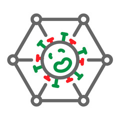 Virus (Covid-19) Spread Social network Vector Color Icon Design , Coronavirus Local Transmission Concept, Green Clinical Studies of Novel Corona virus on White Background 