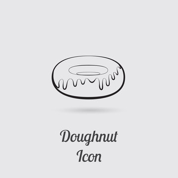 Dark Gray Icon of Donut Made Didgitally