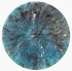 Macro photo of colourful abstract epoxy resin painting. Beautiful abstract pattern. kaleidoscope...