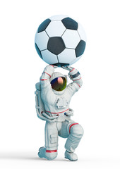 astronaut is holding the football ball