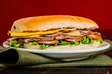 meat sandwich on a plate