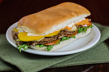 meat sandwich on a plate