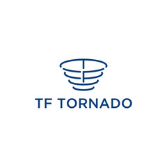 Tornado logo with abstract TF letter concept and line design