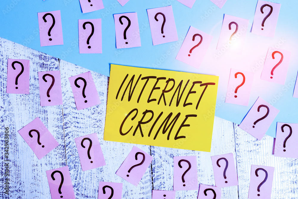 Poster conceptual hand writing showing internet crime. concept meaning crime or illegal online activity com