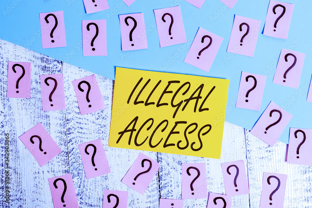 Poster conceptual hand writing showing illegal access. concept meaning using someone password without conse