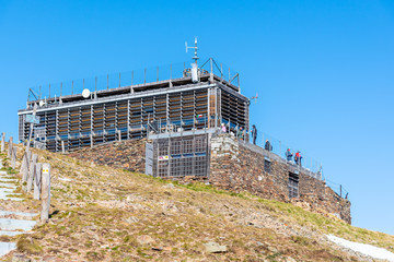 Postovna building on Snezka summit in Giant Mountains, Czech: Krkonose. The highest mountain of...