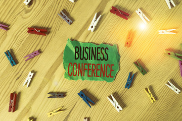 Conceptual hand writing showing Business Conference. Concept meaning discuss trends and opportunity...
