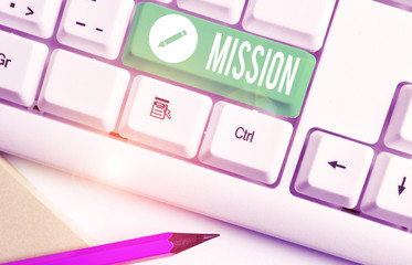 Word writing text Mission. Business photo showcasing Corporate goal Important Assignment Business...