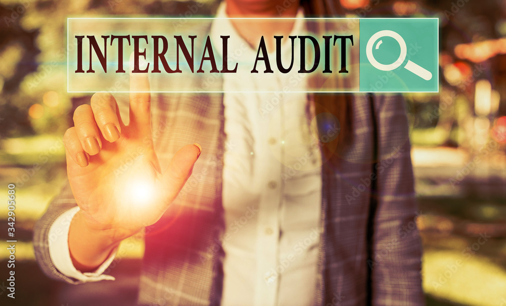 Poster word writing text internal audit. business photo showcasing evaluating and improving the effectivene