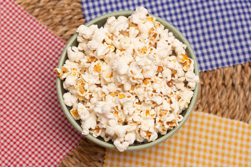 topview of a big popcorn  bowl
