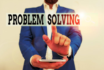 Text sign showing Problem Solving. Business photo text process of finding solutions to difficult or...