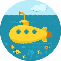 cartoon ship on the ocean