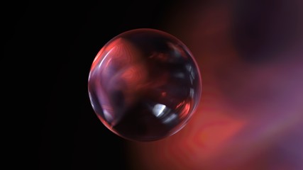 Glass spear ball globe transparent on black background