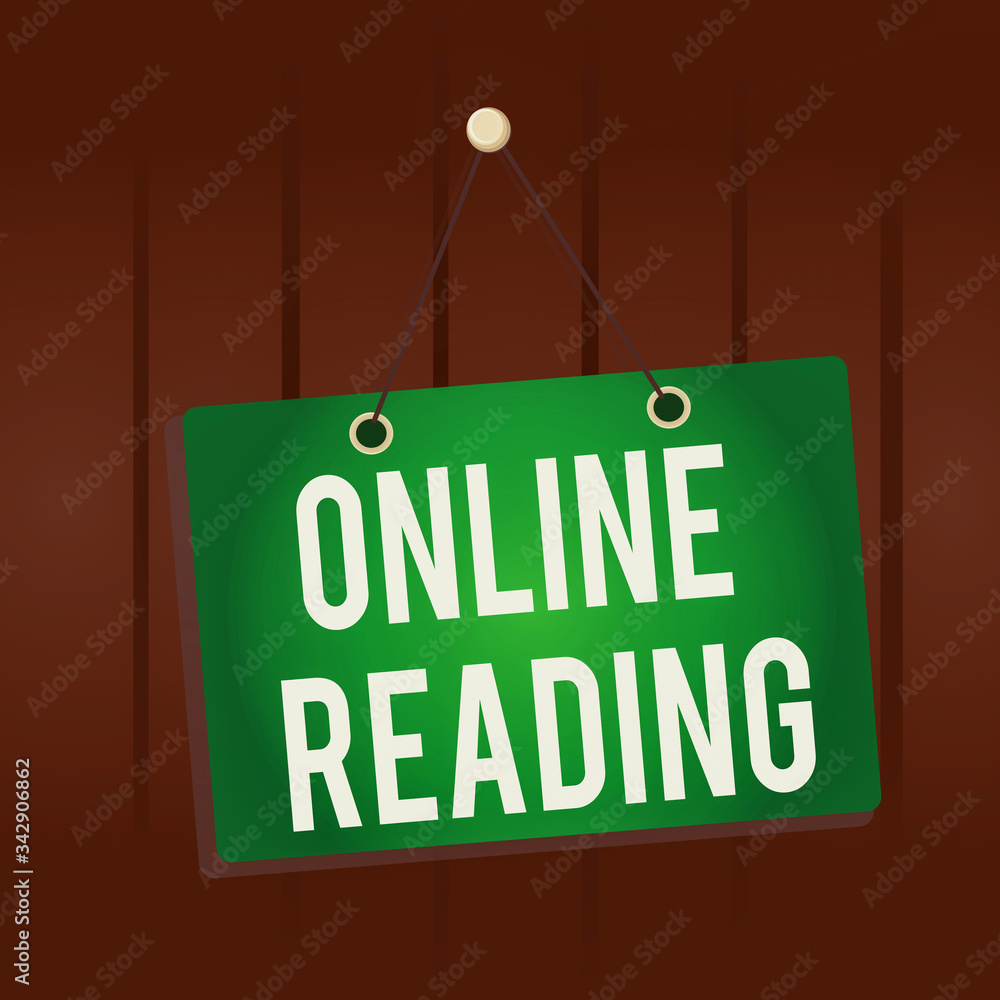 Poster writing note showing online reading. business concept for process of extracting meaning is in a digi