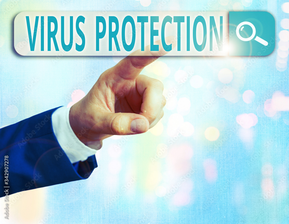 Poster word writing text virus protection. business photo showcasing program designed to protect computers 