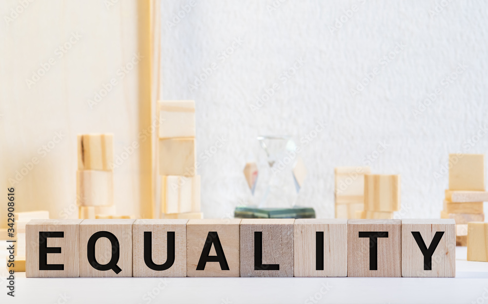 Poster EQUALITY word made with building blocks