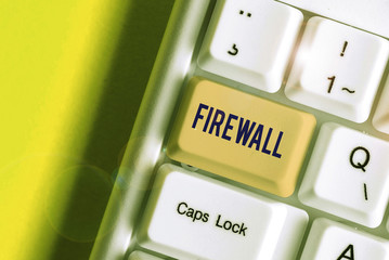 Conceptual hand writing showing Firewall. Concept meaning protect network or system from...