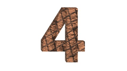 3D NUMBER MADE OF GRILLED BEEF STAKE : 4 FOUR