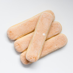 Ladyfinger biscuits for Tiramisu isolated on white background