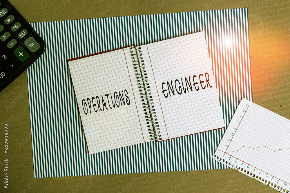 Poster word writing text operations engineer. business photo showcasing analyze and design operation that w