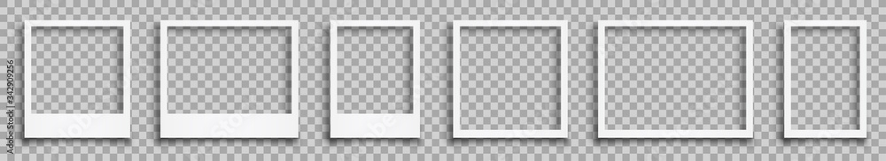 Poster Set empty white photo frame with shadows - stock vector