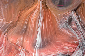 Obraz premium Petri art - a modern technique in painting, is created by adding alcoholic ink to epoxy. After hardening, drops of ink harden and look like a plexus of algae, caramel reefs, and the seabed.