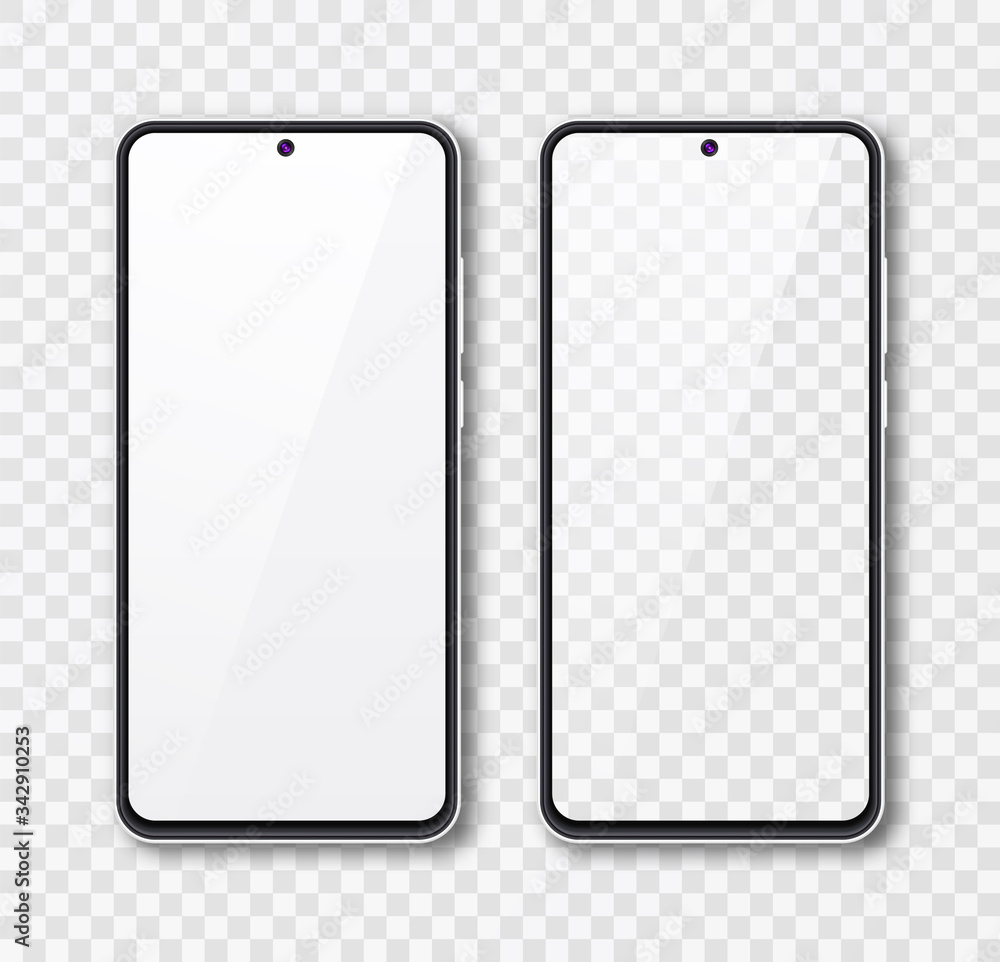 Aufkleber realistic smartphone mock up set. mobile phone display isolated on white gray background. 3d templat