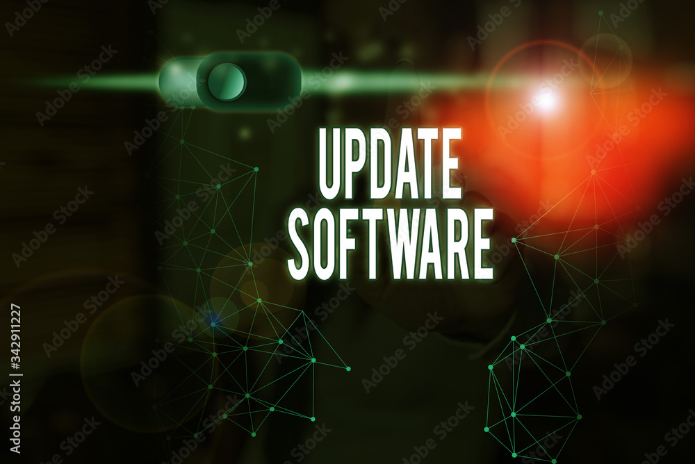 Poster conceptual hand writing showing update software. concept meaning adds minor software enhancements an