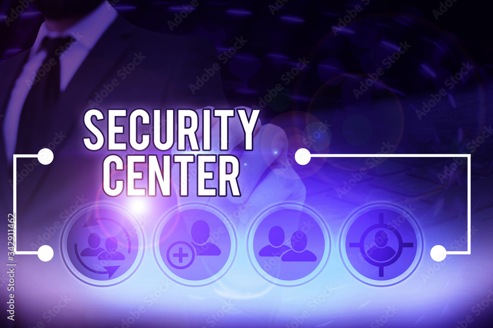 Poster text sign showing security center. business photo text centralized unit that deals with security iss