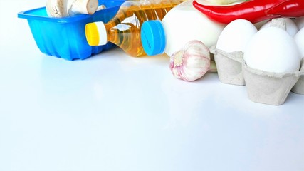 Sharing food concept. Delivery of products. donation box. Volunteer collecting food. Coronavirus pandemic help. close-up .